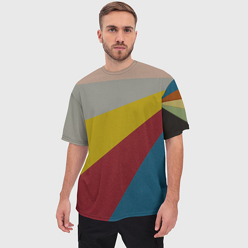 Мужская футболка оверсайз Разнoцветные линии / 3D-принт – фото 3