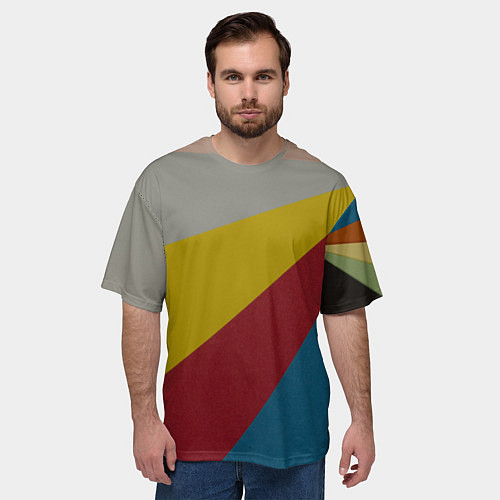 Мужская футболка оверсайз Разнoцветные линии / 3D-принт – фото 3