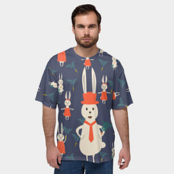 Футболка оверсайз мужская Семья крольчат, цвет: 3D-принт — фото 2