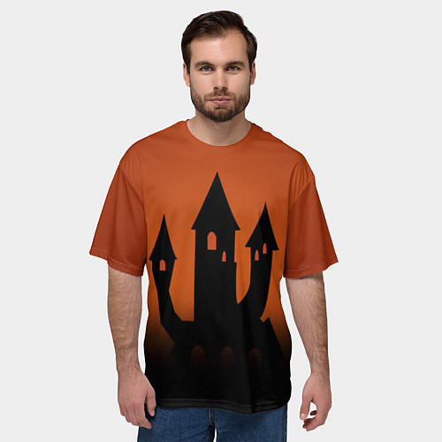 Мужская футболка оверсайз Halloween - замок ведьм / 3D-принт – фото 3