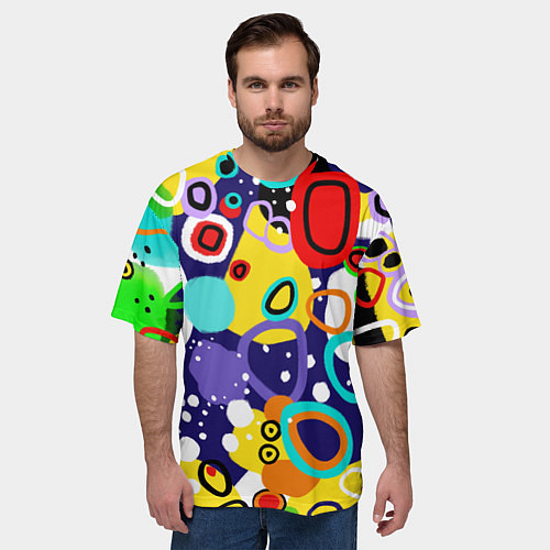 Мужская футболка оверсайз Радужный паттерн / 3D-принт – фото 3