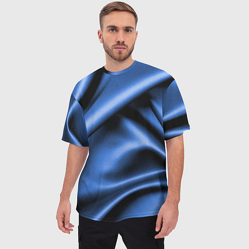 Мужская футболка оверсайз Складки гладкой синей ткани / 3D-принт – фото 3