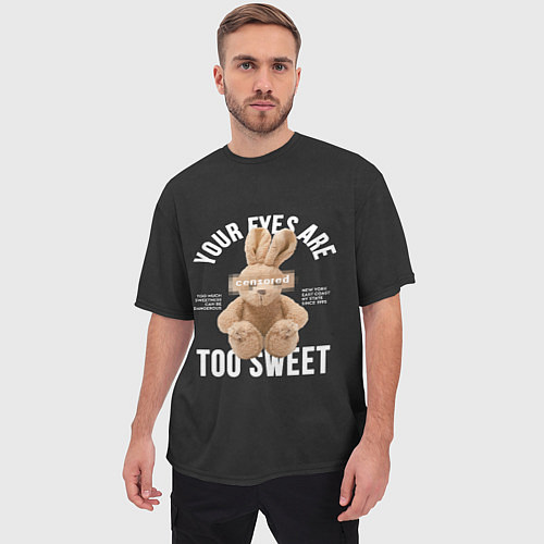Мужская футболка оверсайз Rabbit too sweet / 3D-принт – фото 3