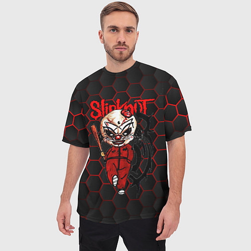 Мужская футболка оверсайз Slipknot объемные соты / 3D-принт – фото 3
