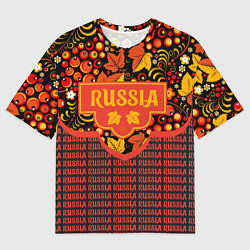 Футболка оверсайз мужская Хохломская роспись - символы России, цвет: 3D-принт