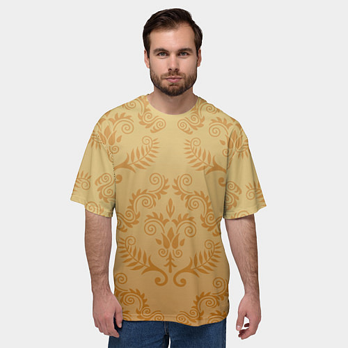 Мужская футболка оверсайз Золотые паттерны / 3D-принт – фото 3