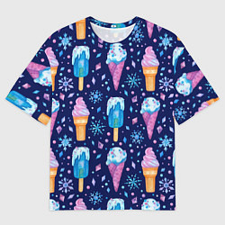 Мужская футболка оверсайз Новогоднее мороженое