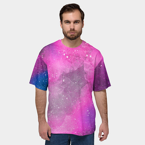 Мужская футболка оверсайз Розово-сиреневый дым / 3D-принт – фото 3