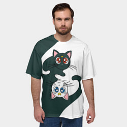 Футболка оверсайз мужская Луна и Артемис инь-янь, цвет: 3D-принт — фото 2