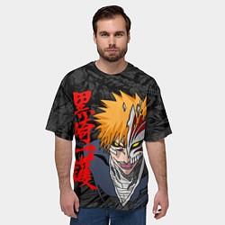 Футболка оверсайз мужская Блич - Ичиго Иероглифы, цвет: 3D-принт — фото 2