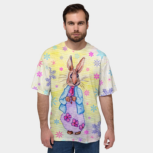 Мужская футболка оверсайз Винтажный кролик / 3D-принт – фото 3