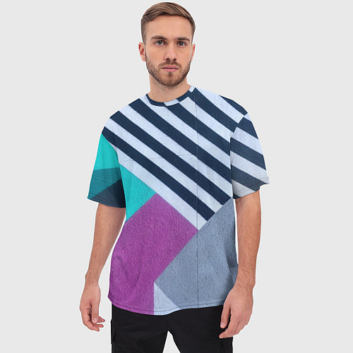 Мужская футболка оверсайз Разнообразные абстрактные паттерны / 3D-принт – фото 3