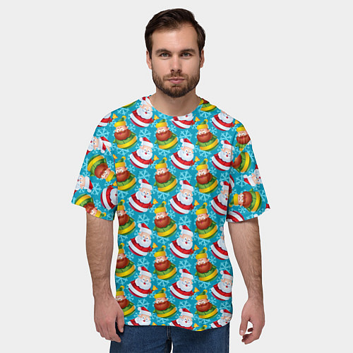 Мужская футболка оверсайз Санта новогодний / 3D-принт – фото 3