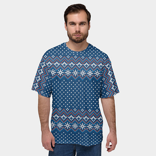 Мужская футболка оверсайз Вязанный стиль - классика / 3D-принт – фото 3