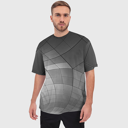 Мужская футболка оверсайз Металлические серые пластины / 3D-принт – фото 3