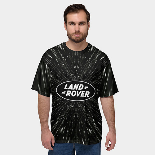 Мужская футболка оверсайз Ленд Ровер эмблема, автомобильная тема / 3D-принт – фото 3