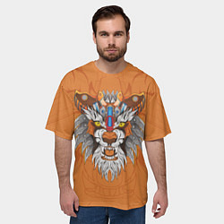 Футболка оверсайз мужская Голова тигра в узорах, цвет: 3D-принт — фото 2