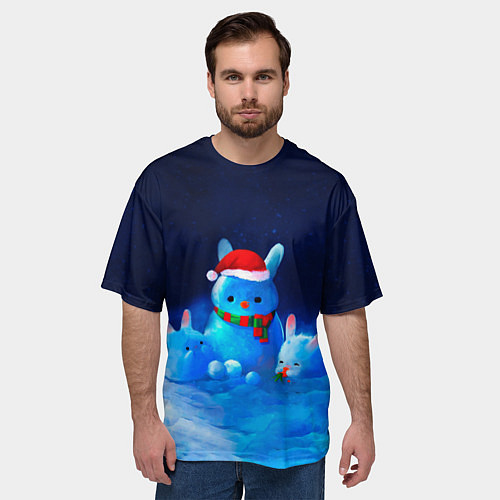 Мужская футболка оверсайз Северный кролик / 3D-принт – фото 3
