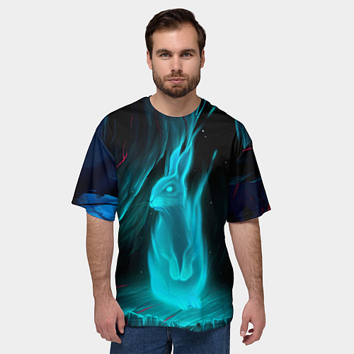 Мужская футболка оверсайз Дух кролика / 3D-принт – фото 3