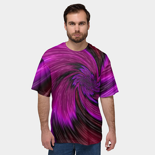Мужская футболка оверсайз Фиолетовый вихрь / 3D-принт – фото 3