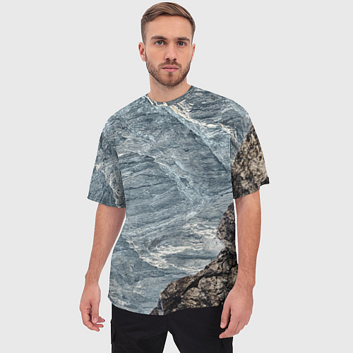 Мужская футболка оверсайз Море и гора / 3D-принт – фото 3