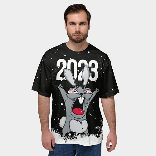 Мужская футболка оверсайз Злой кролик 2023 / 3D-принт – фото 3