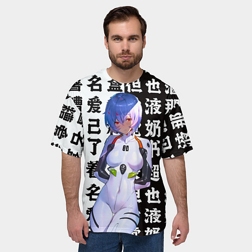 Мужская футболка оверсайз Аянами Рей - Ева / 3D-принт – фото 3