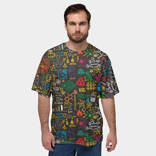 Мужская футболка оверсайз Шпаргалка по химии / 3D-принт – фото 3