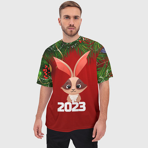 Мужская футболка оверсайз Кролик 2023 / 3D-принт – фото 3