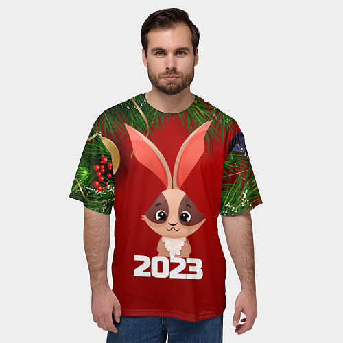 Мужская футболка оверсайз Кролик 2023 / 3D-принт – фото 3