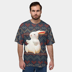Футболка оверсайз мужская Большой белый кролик, цвет: 3D-принт — фото 2