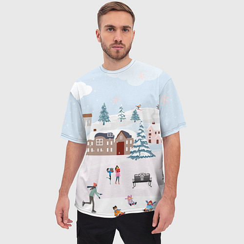 Мужская футболка оверсайз Новый год - каникулы / 3D-принт – фото 3