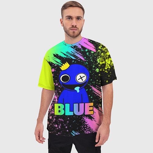 Мужская футболка оверсайз Rainbow Friends - Blue / 3D-принт – фото 3