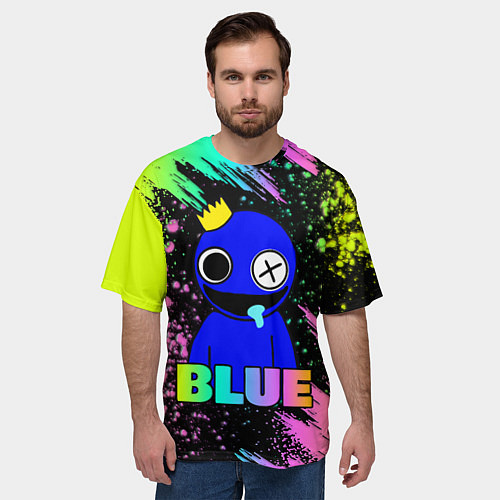 Мужская футболка оверсайз Rainbow Friends - Blue / 3D-принт – фото 3