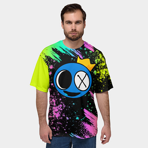 Мужская футболка оверсайз Rainbow Friends: Blue / 3D-принт – фото 3