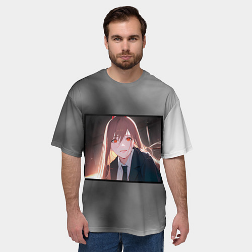 Мужская футболка оверсайз Пауэр Chainsaw / 3D-принт – фото 3