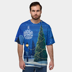 Футболка оверсайз мужская Доброго нового года - праздничная елка, цвет: 3D-принт — фото 2