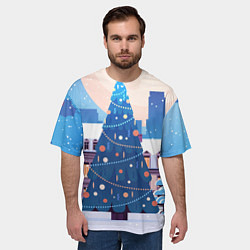 Футболка оверсайз мужская Новогодняя елочка, цвет: 3D-принт — фото 2