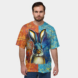 Футболка оверсайз мужская Огненный новогодний кролик, цвет: 3D-принт — фото 2