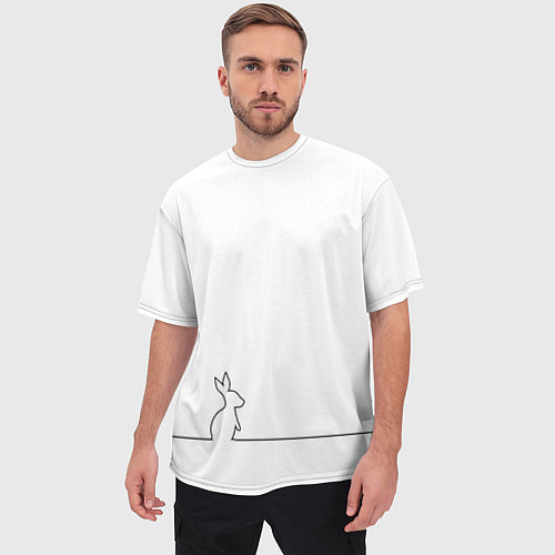 Мужская футболка оверсайз Кролик минимализм / 3D-принт – фото 3