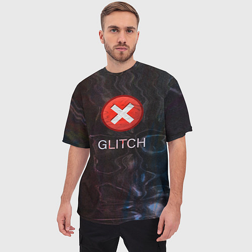Мужская футболка оверсайз GLITCH - Визуальная ошибка / 3D-принт – фото 3
