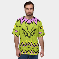 Футболка оверсайз мужская Новогодний свитер Гринча, цвет: 3D-принт — фото 2