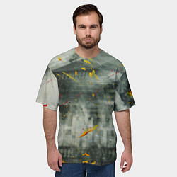 Футболка оверсайз мужская Абстрактный силуэт дома и краски на поверхности, цвет: 3D-принт — фото 2
