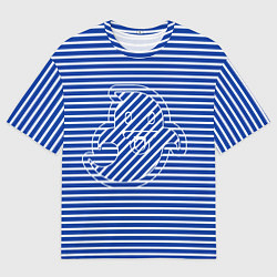 Футболка оверсайз мужская Веселый призрак на полосатой тельняшке, цвет: 3D-принт