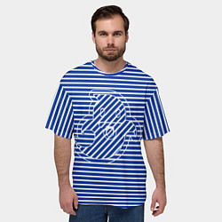 Футболка оверсайз мужская Веселый призрак на полосатой тельняшке, цвет: 3D-принт — фото 2