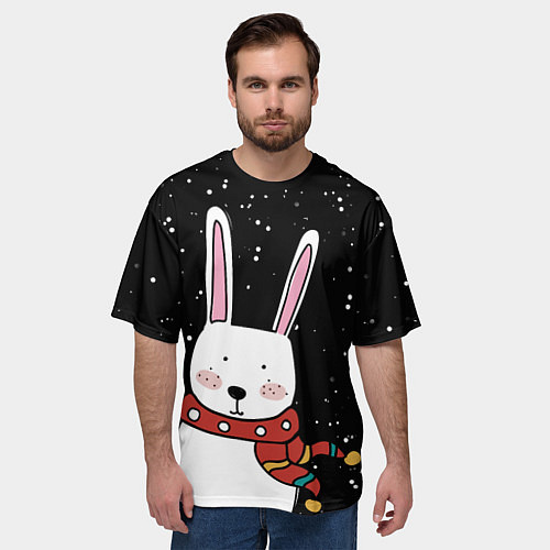 Мужская футболка оверсайз Кролик символ 2023 года / 3D-принт – фото 3