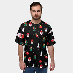 Футболка оверсайз мужская Новогодний узор с крутым дедом, цвет: 3D-принт — фото 2