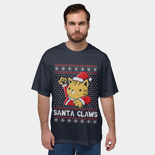Мужская футболка оверсайз Санта Мяус / 3D-принт – фото 3