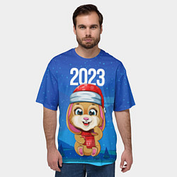Футболка оверсайз мужская 2023 - Новогодний зайчик, цвет: 3D-принт — фото 2