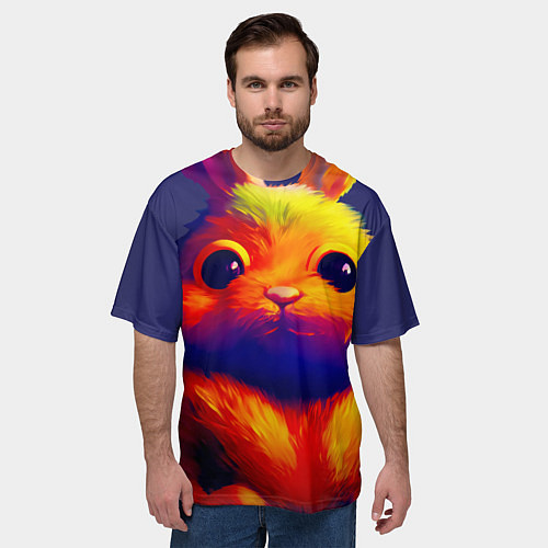 Мужская футболка оверсайз Арт кролика / 3D-принт – фото 3